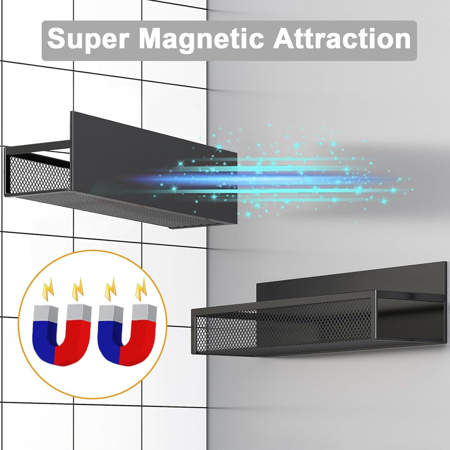 Magnetisches Gewürzregal für Kühlschrank, 2er Pack Magnetregal mit beweglichen Haken