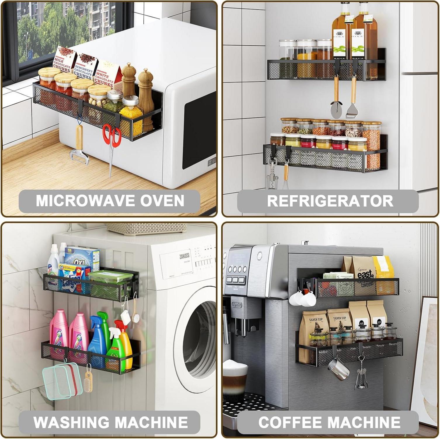 Magnetisches Kühlschrank Gewürzregal 2er Pack mit beweglichen Haken