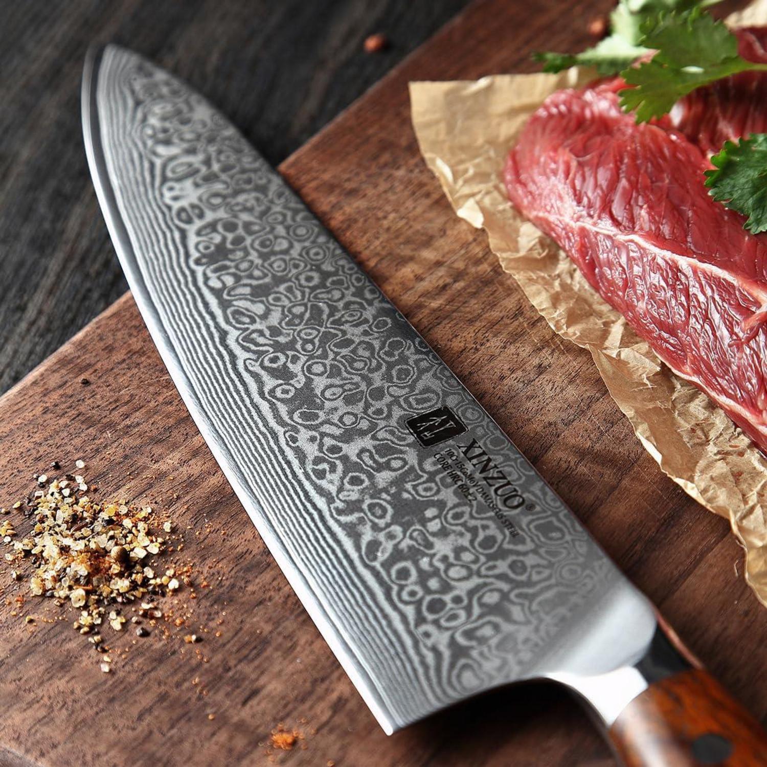 XINZUO Damaststahl Profi Kochmesser 25.5cm scharf Chefmesser Gemüse Obst
