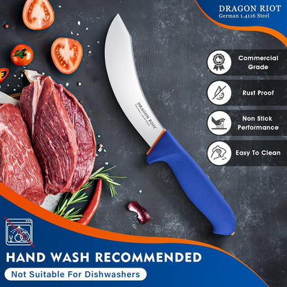 DRAGON RIOT Ausbeinmesser 6 Zoll Fleischmesser Flexibel Metzgermesser Marinblau