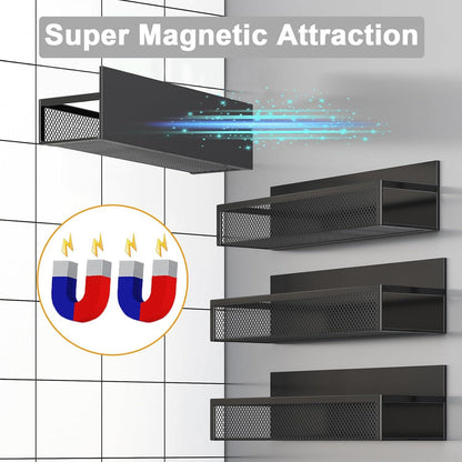 Magnetisches Gewürzregal für Kühlschrank, 4er Pack Magnetregal mit 8 beweglichen Haken