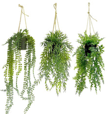Künstliche Hängepflanzen 3er Set für Balkon Deko & Indoor Outdoor