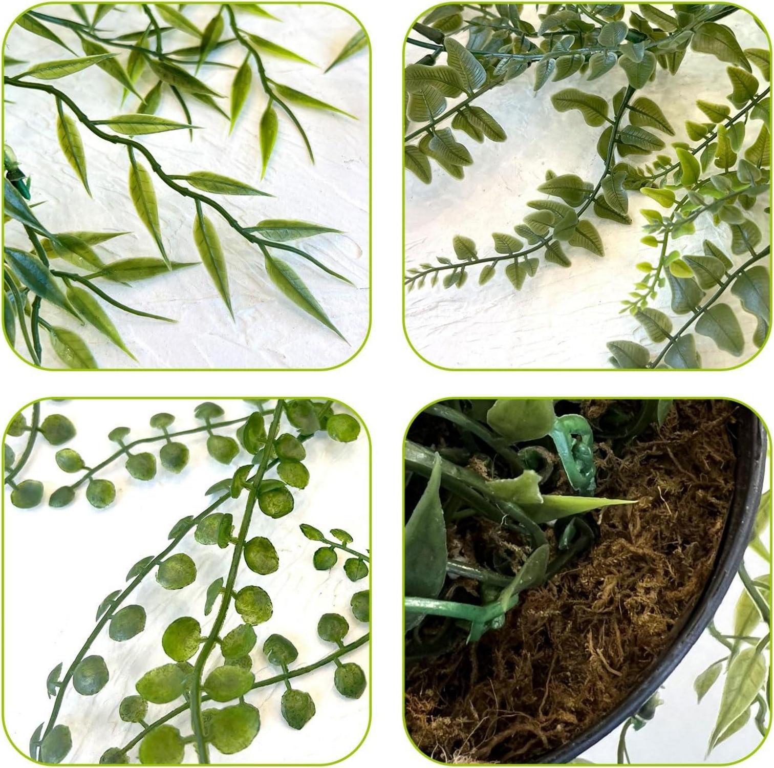 Künstliche Hängepflanzen 3er Set Efeu Kunstpflanze Balkon Deko Indoor Outdoor