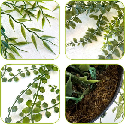 Künstliche Hängepflanzen 3er Set Efeu Kunstpflanze Balkon Deko Indoor Outdoor