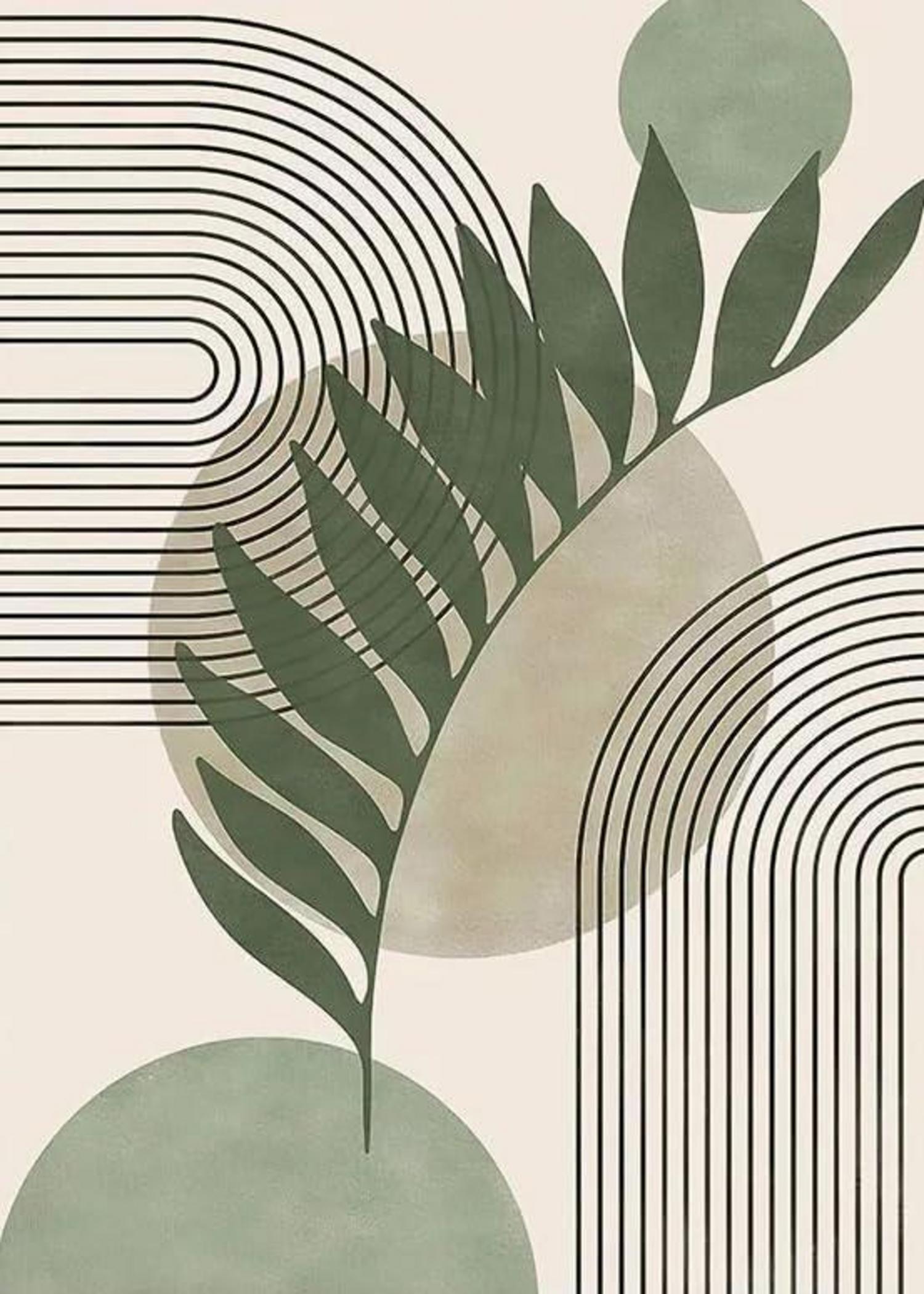 3-teiliges Boho Bilder Set Moderne Grüne Pflanze Poster Aesthetic