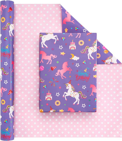 WENNSAI Einhorn Geschenkpapierrolle 43,2cm x 10m Pink