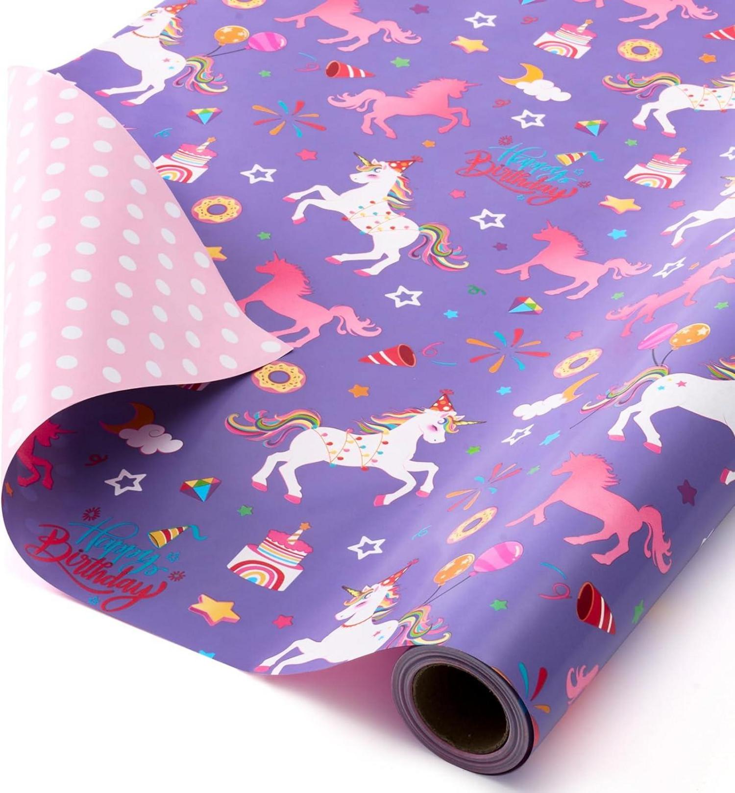 WENNSAI Wende Einhorn Geschenkpapierrolle - 43,2cm x