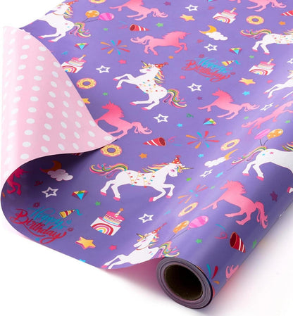 WENNSAI Wende Einhorn Geschenkpapierrolle - 43,2cm x