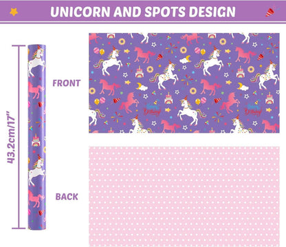 WENNSAI Einhorn Geschenkpapierrolle 43,2cm x 10m Pink
