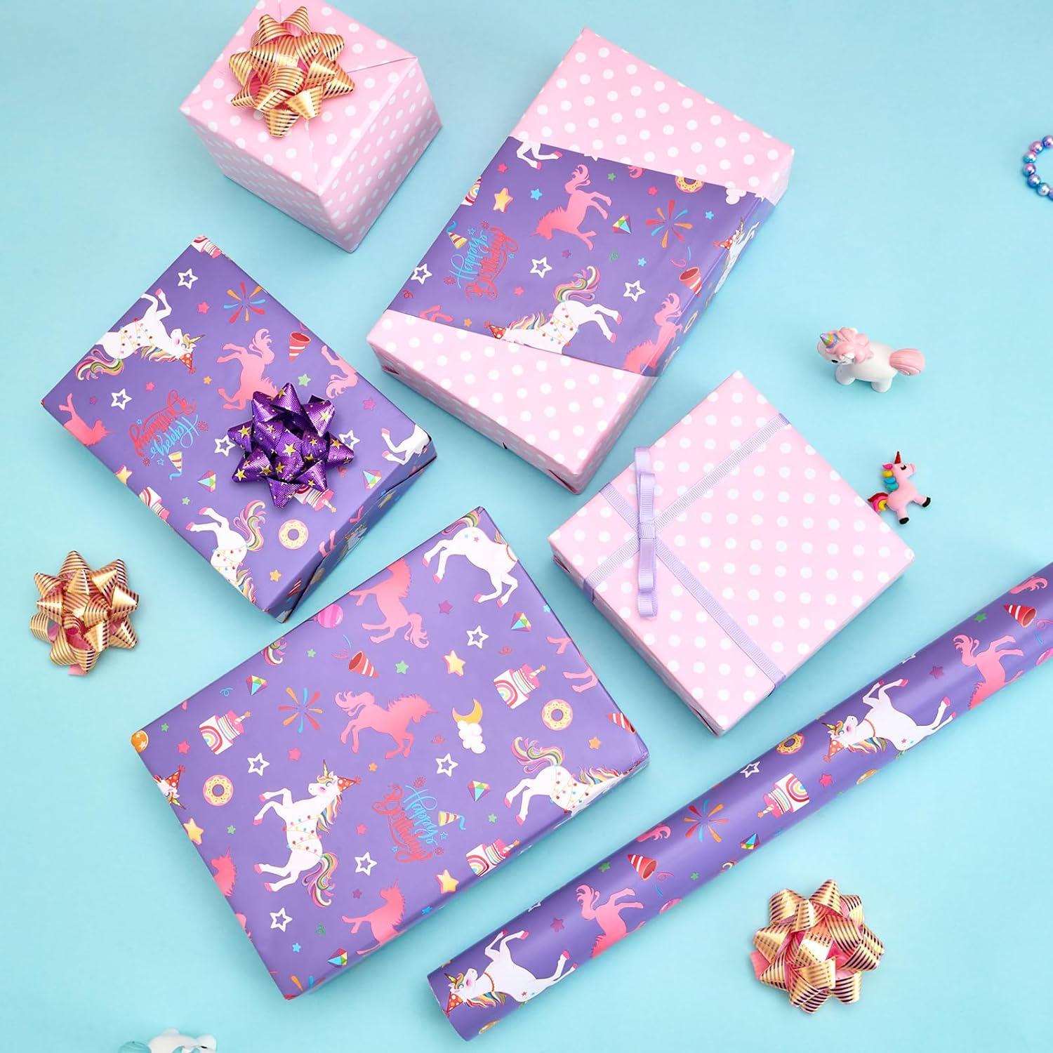Einhorn Geschenkpapierrolle 43,2cm x 10m - Geburtstag Kinder Unicorn Pink