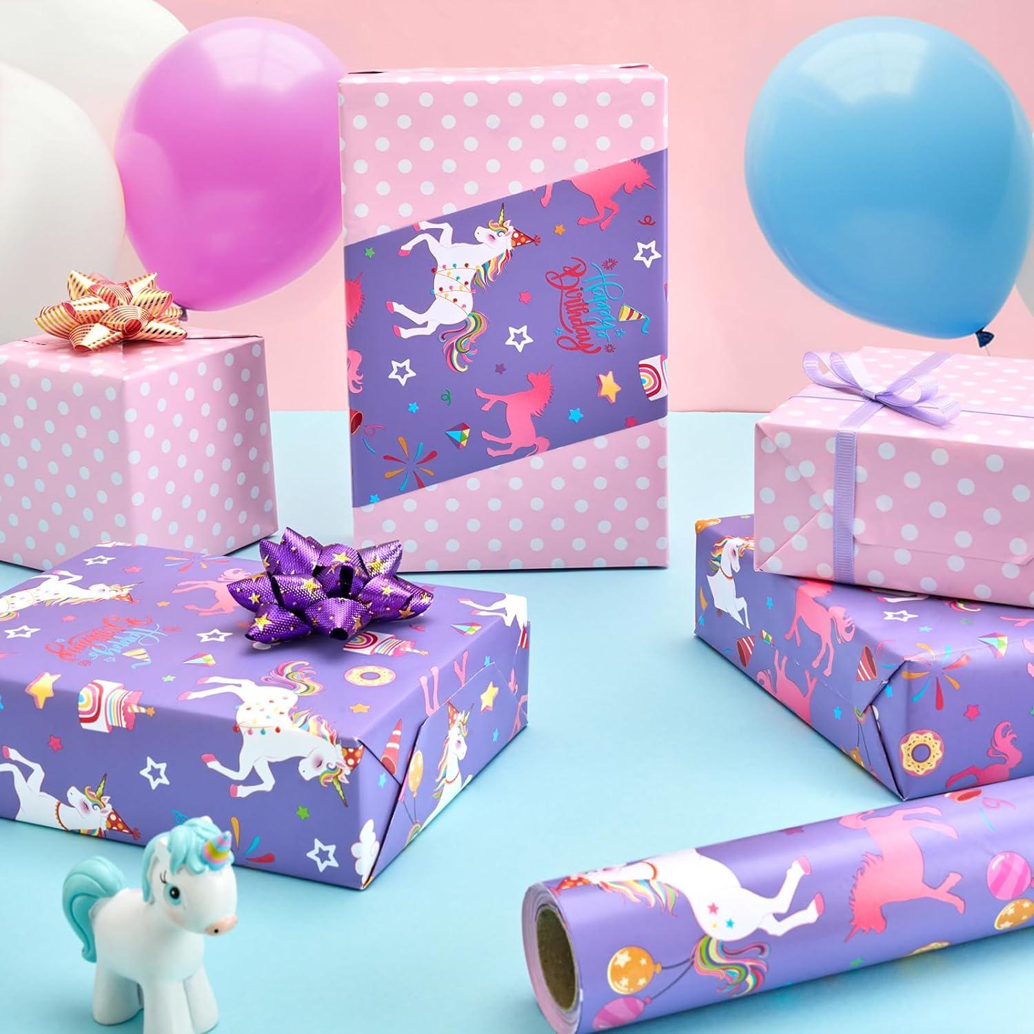 WENNSAI Wende Geschenkpapierrolle Einhornmotiv Geburtstag Kinder