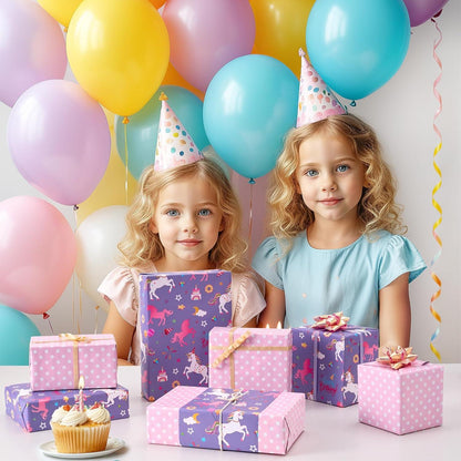 Einhorn Geschenkpapierrolle 43,2cm x 10m - Geburtstag Kinder Unicorn Pink