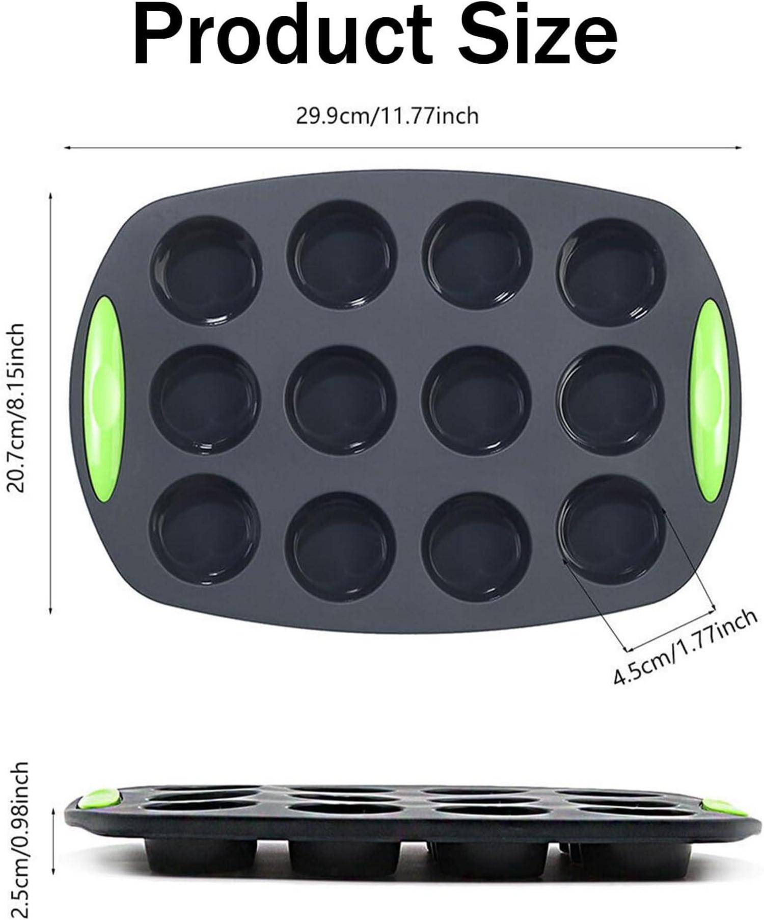 Silikon Mini Muffins Backform für 12 Muffins Antihaft Muffinform BPA frei Tragegriff Dunkelgrau