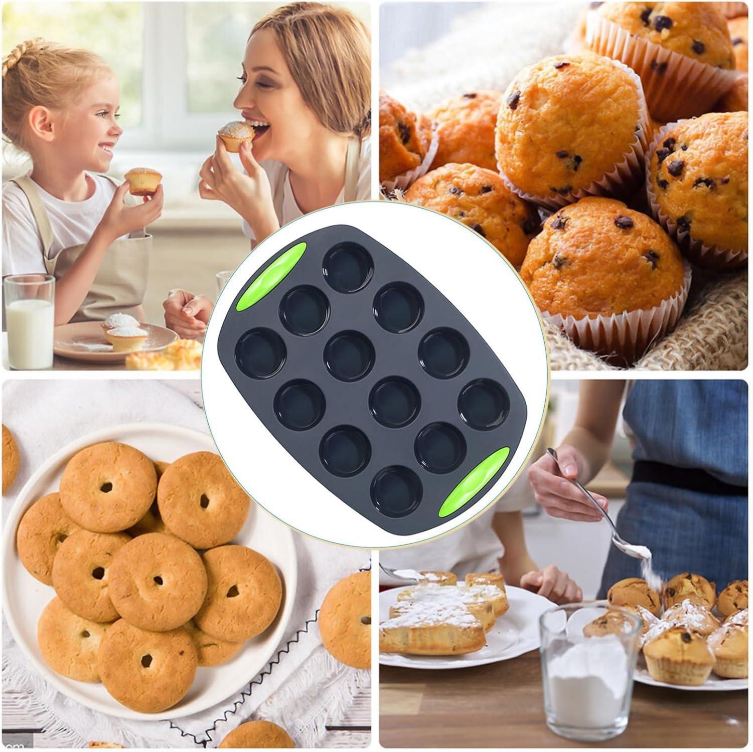 Mini Muffins Backform Silikon 12 Muffins Dunkelgrau Antihaft Cupcakes