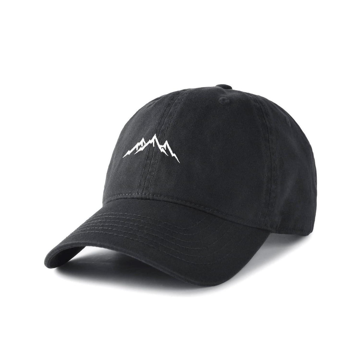 Baumwoll Baseball Cap mit Berg Stickerei – Schwarz M