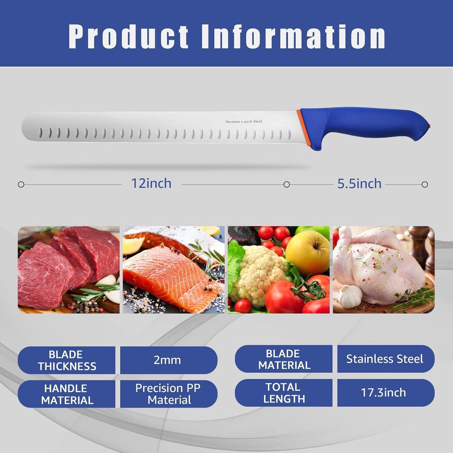 DRAGON RIOT Schinkenmesser 30cm extrem scharf BBQ Messer Himmelblau