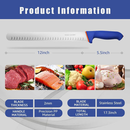 DRAGON RIOT Schinkenmesser 30cm extrem scharf BBQ Messer Himmelblau