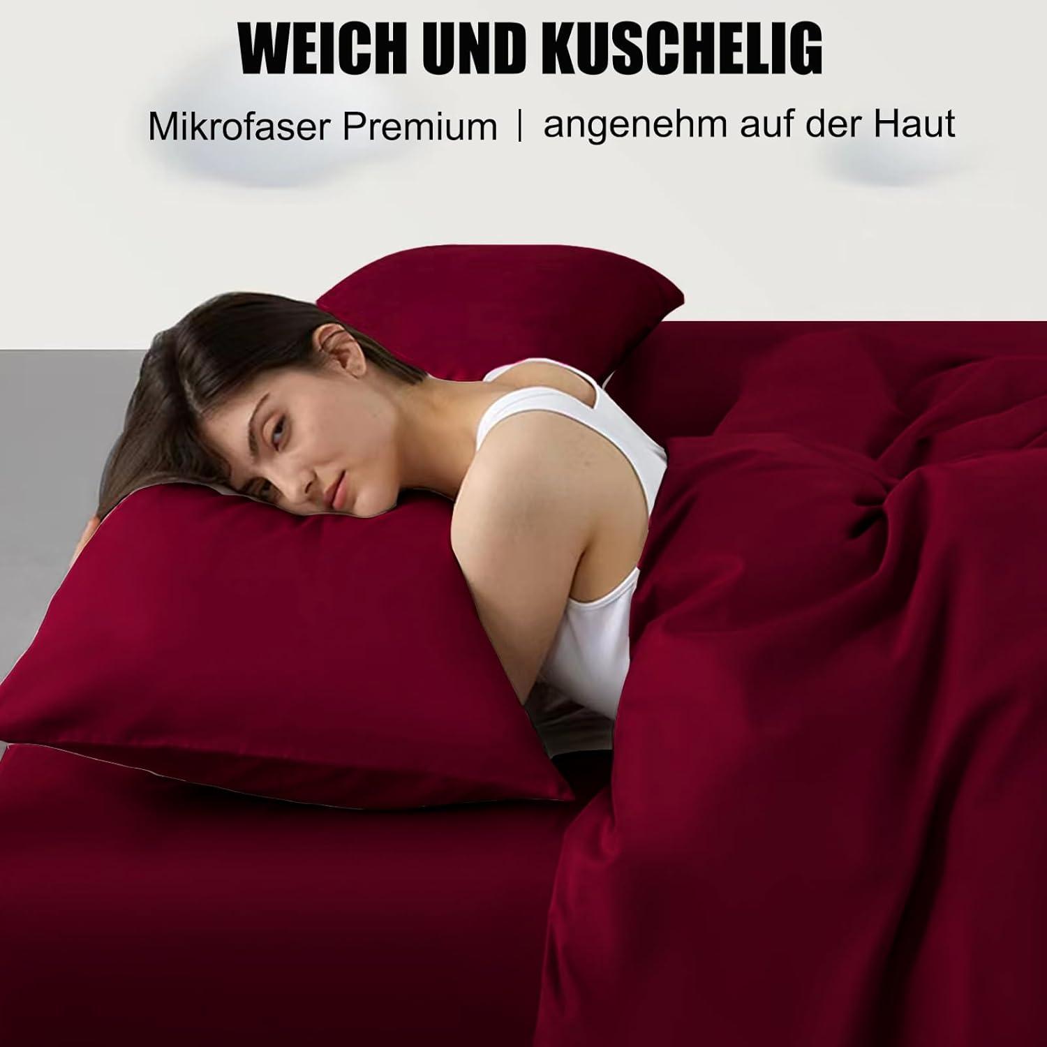 Kissenbezug 40x60 cm 2er Set - Rot Mikrofaser Hypoallergen