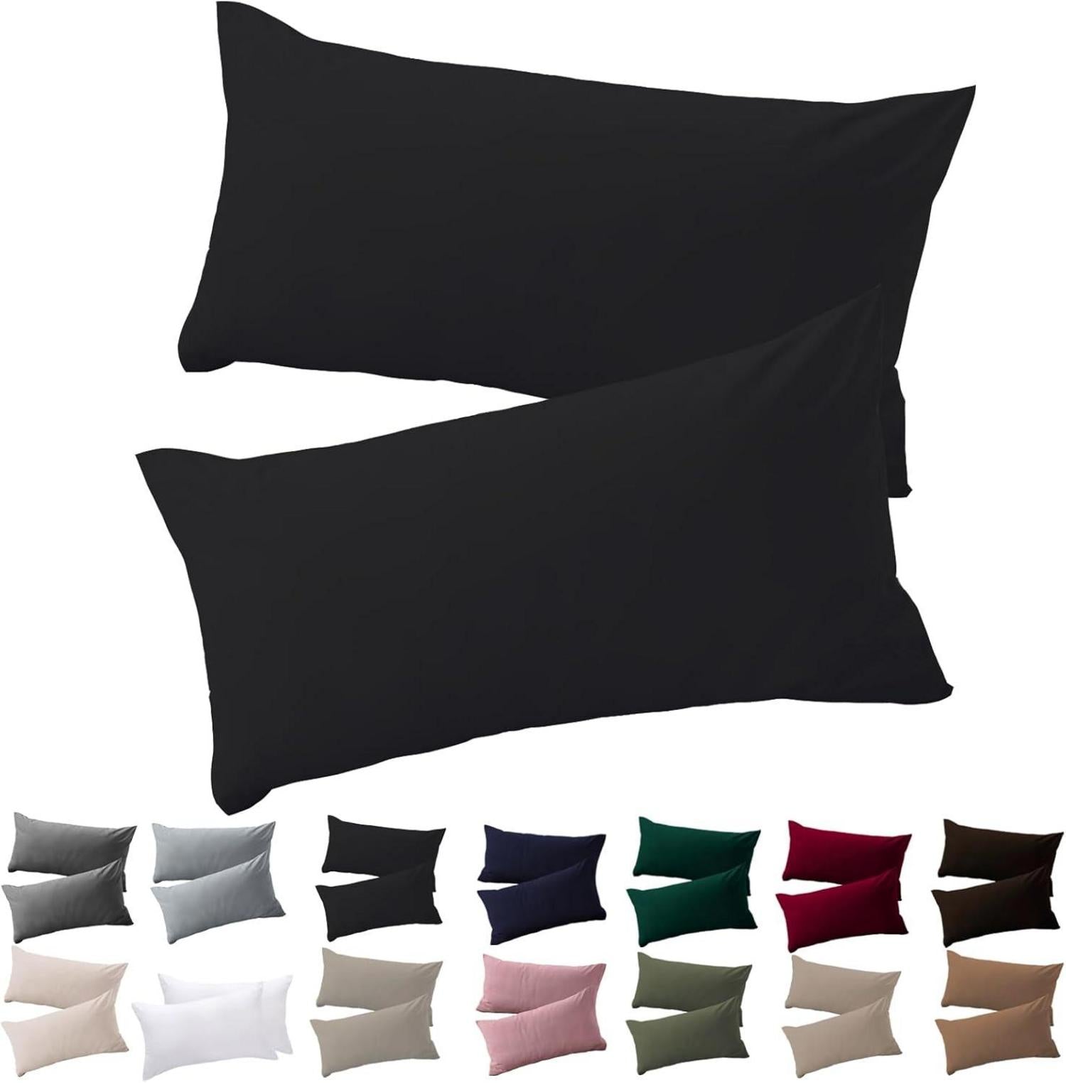 Kissenbezug Mikrofaser 40x60 2er Set Schwarz hypoallergen mit