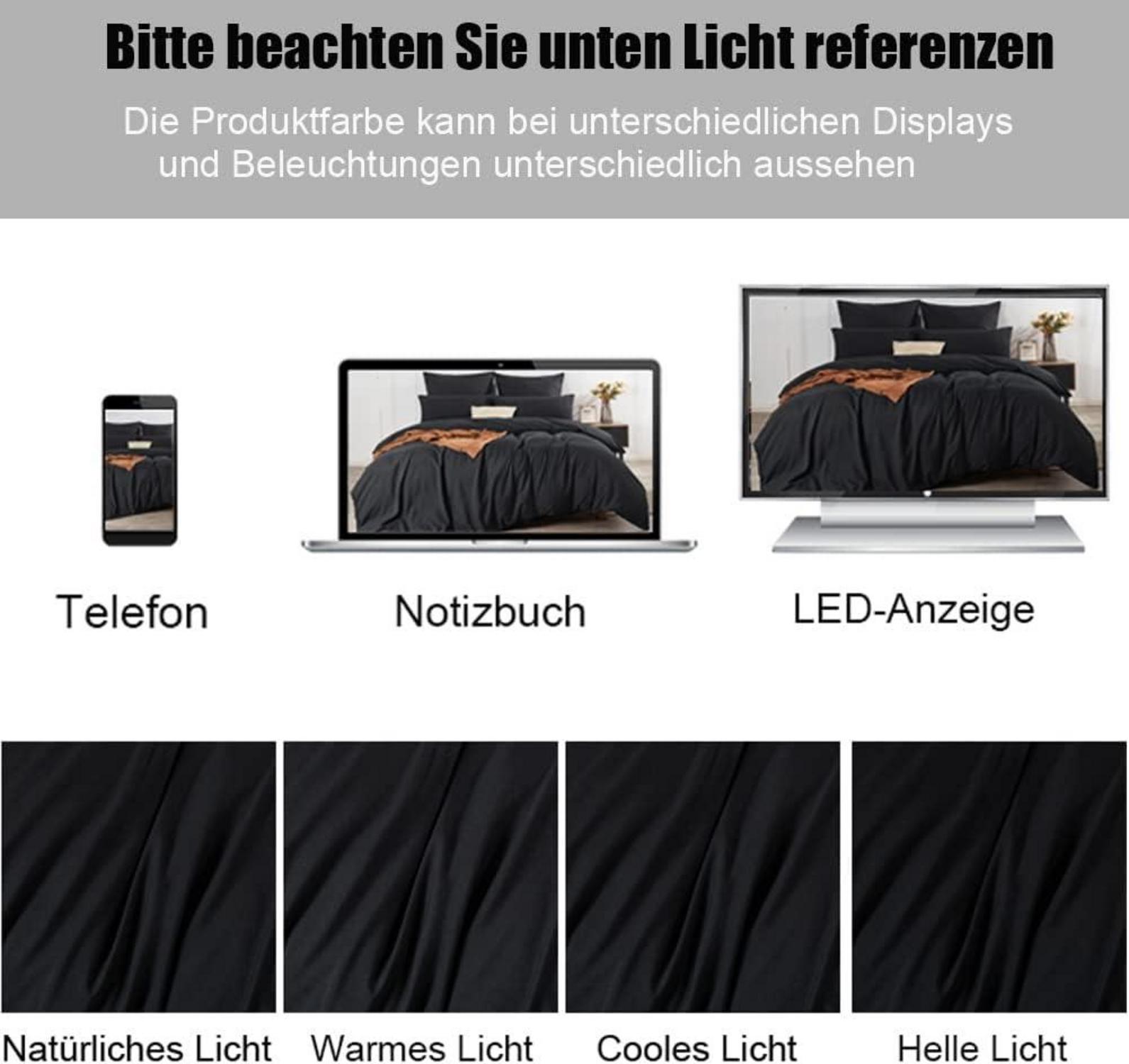 Kissenbezug Set 40x60 Schwarz Mikrofaser Reißverschluss hypoallergen