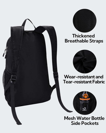 Ultraleichter Faltbarer Wander-Rucksack 18L Schwarz & Atmungsaktive Mesh-Schultergurte