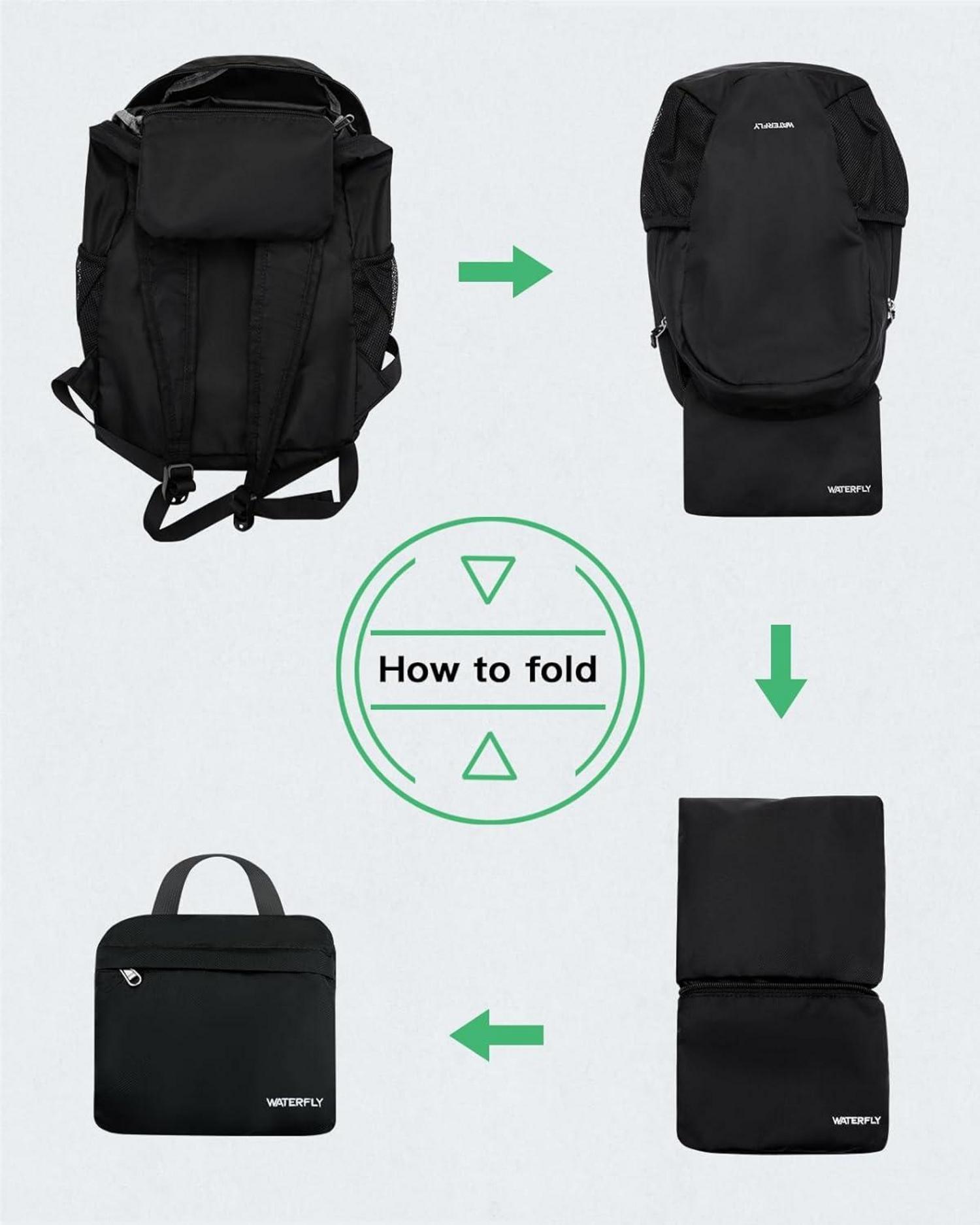 Ultraleichter Faltbarer 18L Rucksack für Outdoor und Reisen - Schwarz