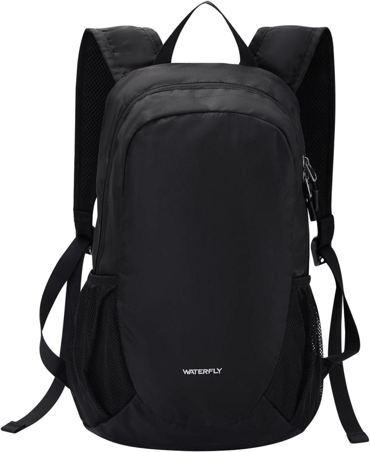 Ultraleichter Faltbarer Wander-Rucksack 18L Schwarz & Atmungsaktive Mesh-Schultergurte