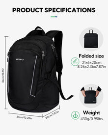 WATERFLY Faltbarer 28L Wanderrucksack: Leichter