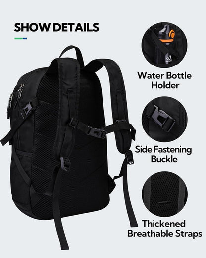 Faltbarer Wanderrucksack 28L Leicht Schwarz Trekking Outdoor Camping