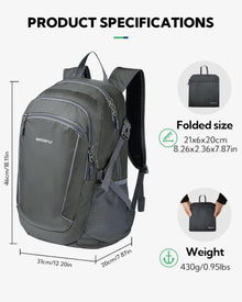 Faltbarer Outdoor Wanderrucksack 28L Leicht Trekking Camping