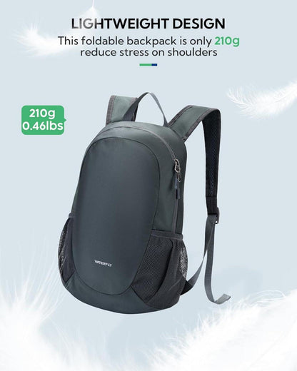 Ultraleichter Faltbarer 18L Wanderrucksack für Outdoor Sport Reisen - Dunkelgrau