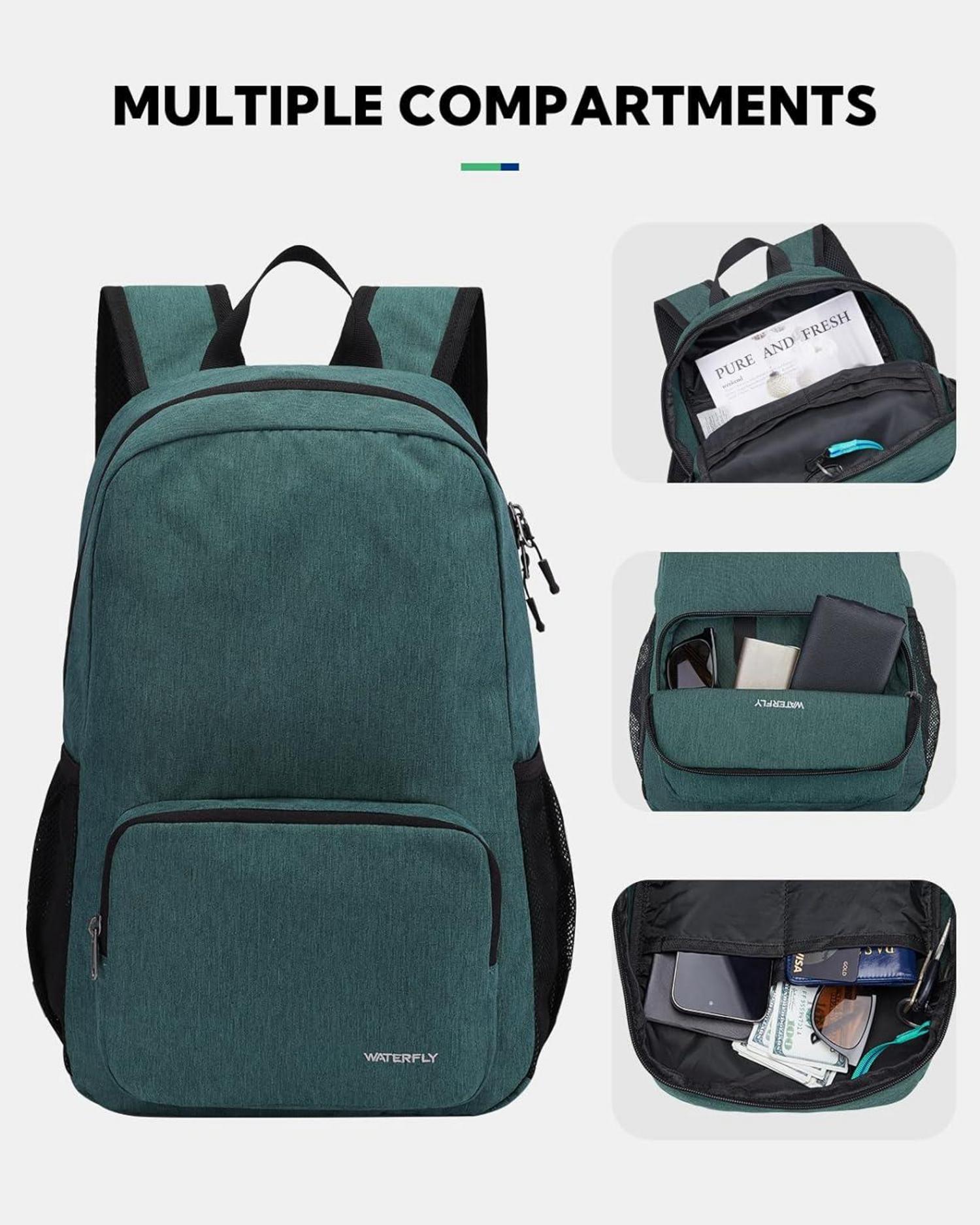 Faltbarer Wanderrucksack 20L mit Rückenbelüftung für Wandern Reisen Städtetrips Grün