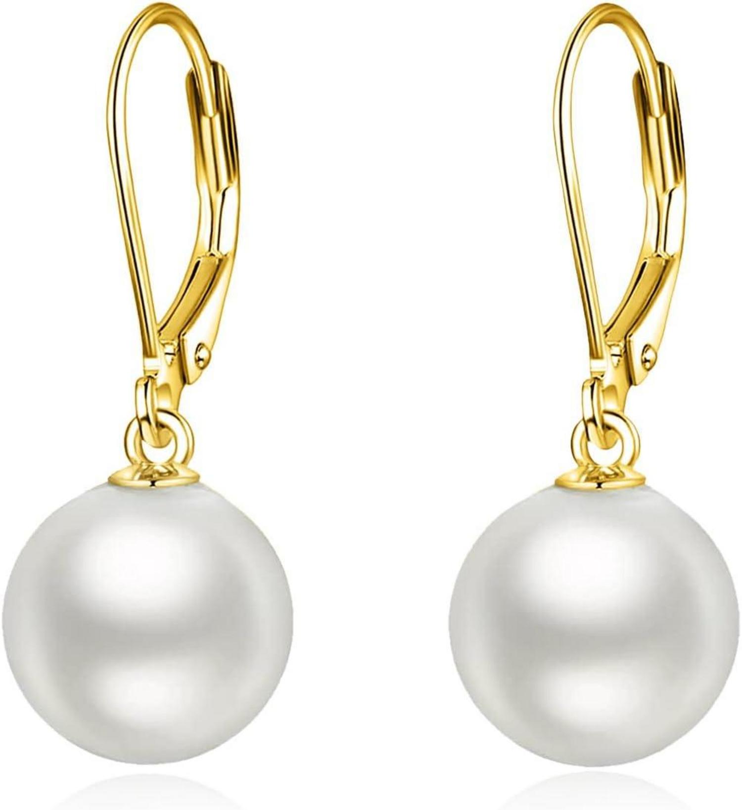 Perle Ohrringe aus Sterling Silber mit Rosenquarzanhänger