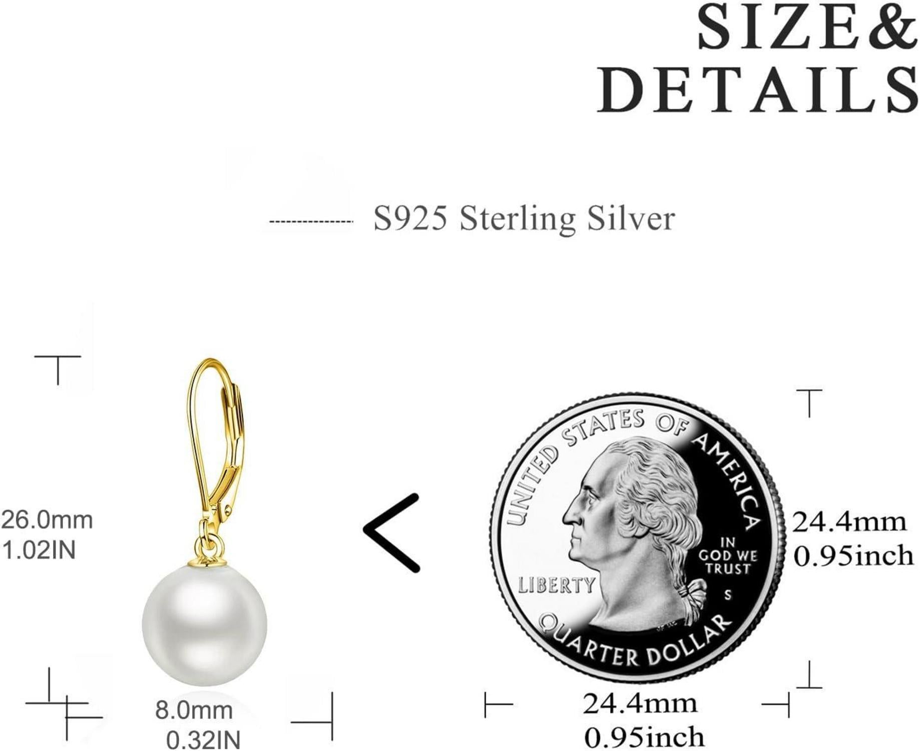 VONALA Sterling Silber Perle Ohrringe für Damen und Mädchen