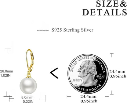 VONALA Sterling Silber Perle Ohrringe für Damen und Mädchen