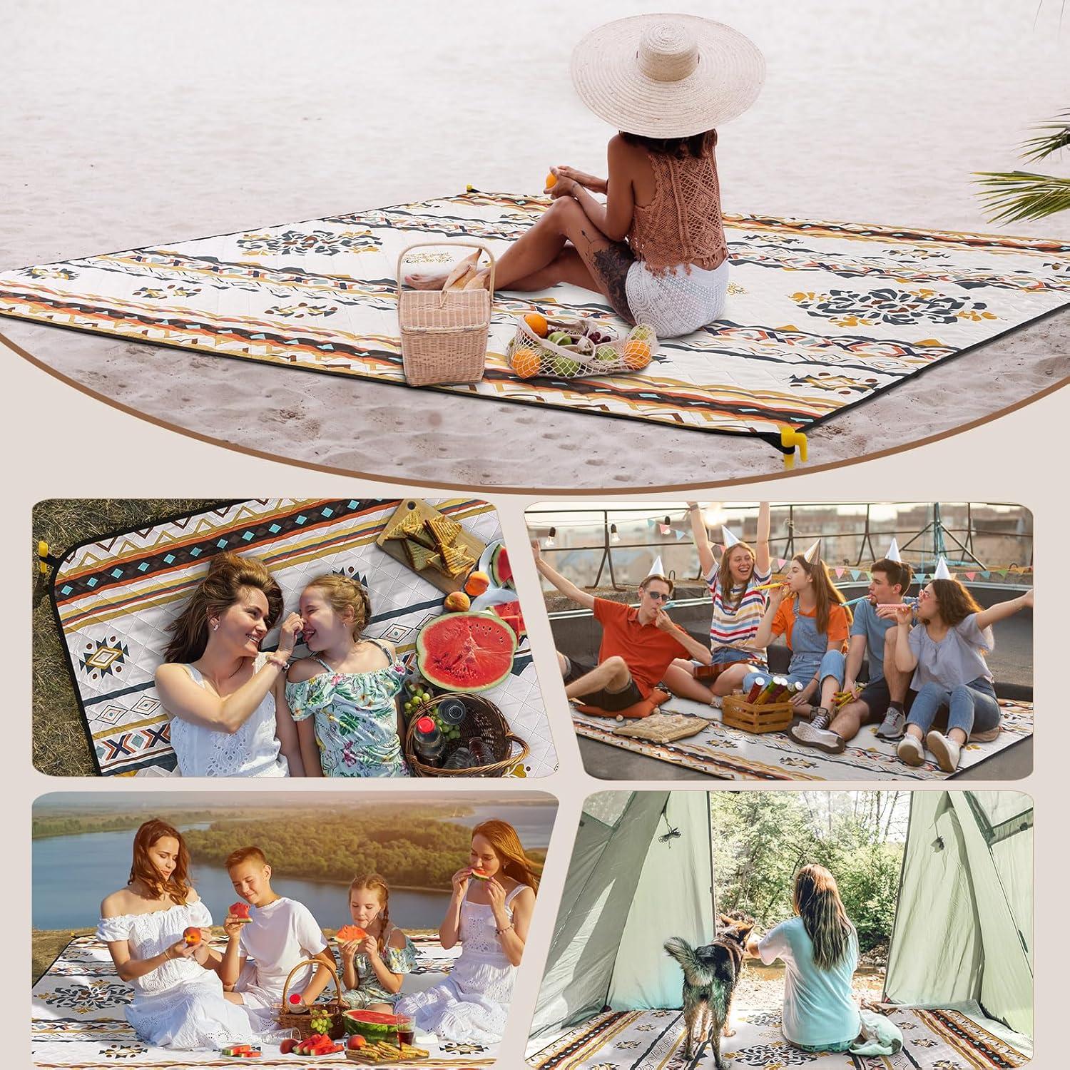 Picknickdecke XXL Wasserdicht 200x200cm Strandmatte Outdoor Camping