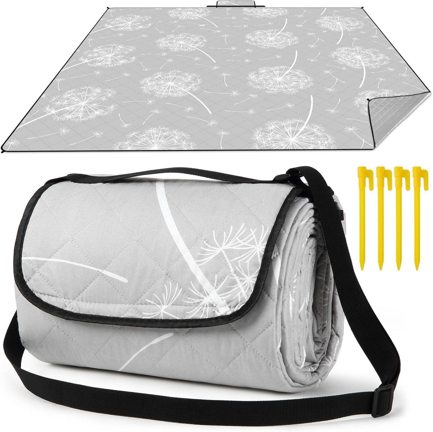 Picknickdecke Wasserdicht XXL Strandmatte Campingdecke 200x200cm Grau
