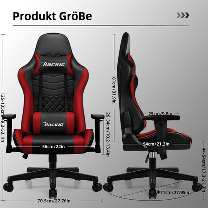 Gaming Stuhl Bürostuhl Wippfunktion Lendenkissen 170° Home Office