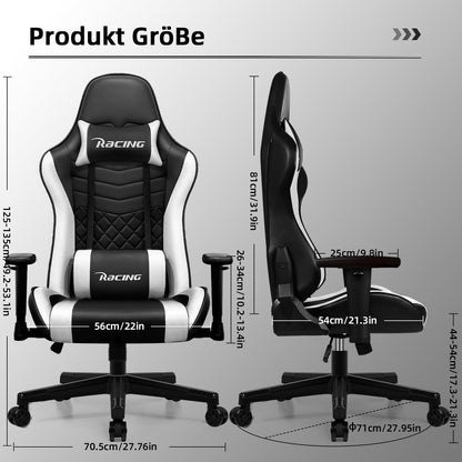 Gaming Stuhl mit Wippfunktion und verstellbaren Kissen