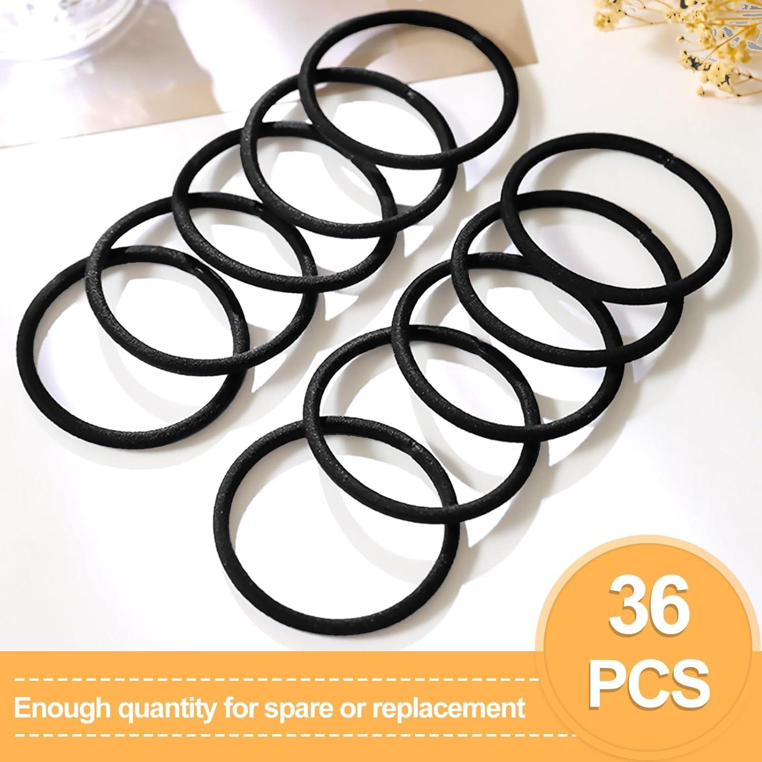 36 Haargummis Schwarz 4mm Damen Dicke Elastisch Zopfgummis Haarbänder