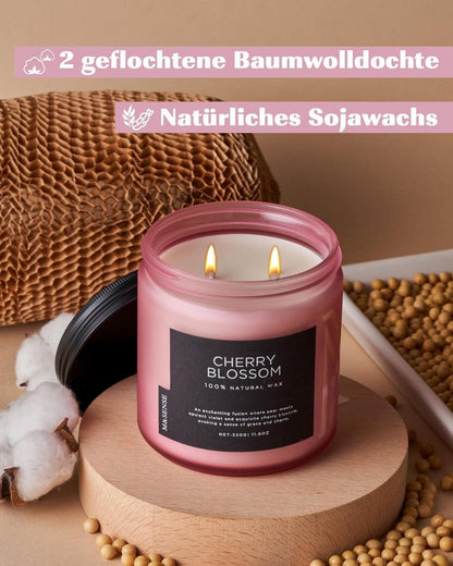 Duftkerze Kirschblüte im Glas 330g 70 Stunden Brennzeit Aromatherapie
