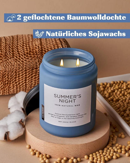 Duftkerze 550g Sojakerze 2 Dochte große Kerze bis zu 110h Brenndauer