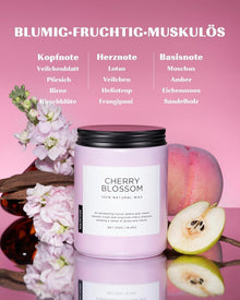 Kirschblüte Duftkerze im Glas 550g Natürlich Aromatherapie