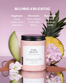 Rosa Strand Duftkerzen im Glas Kokosnuss 110 Stunden
