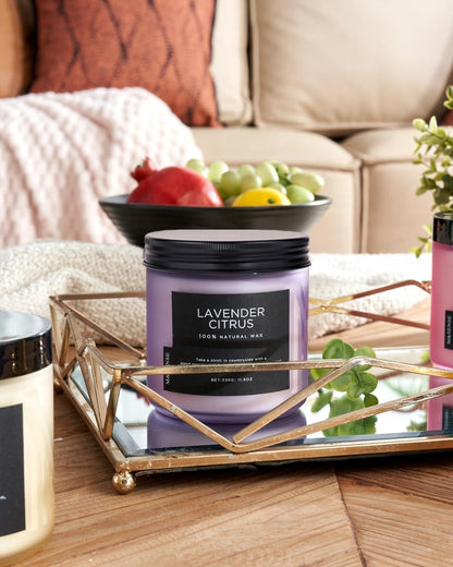 Duftkerzen Lavendel Zitrus 330g 70std. Brenndauer Aromatherapie Kerze - großes Glaskerze Spa Bad Yoga
