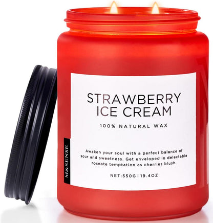 Erdbeer Eis Duftkerze 2-Docht Soja-Kerze 550g 110h
