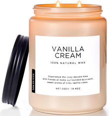 Vanille Soja-Kerze 550g 2 Wick Jar 110h Brenndauer Bio-Soja-Wachs