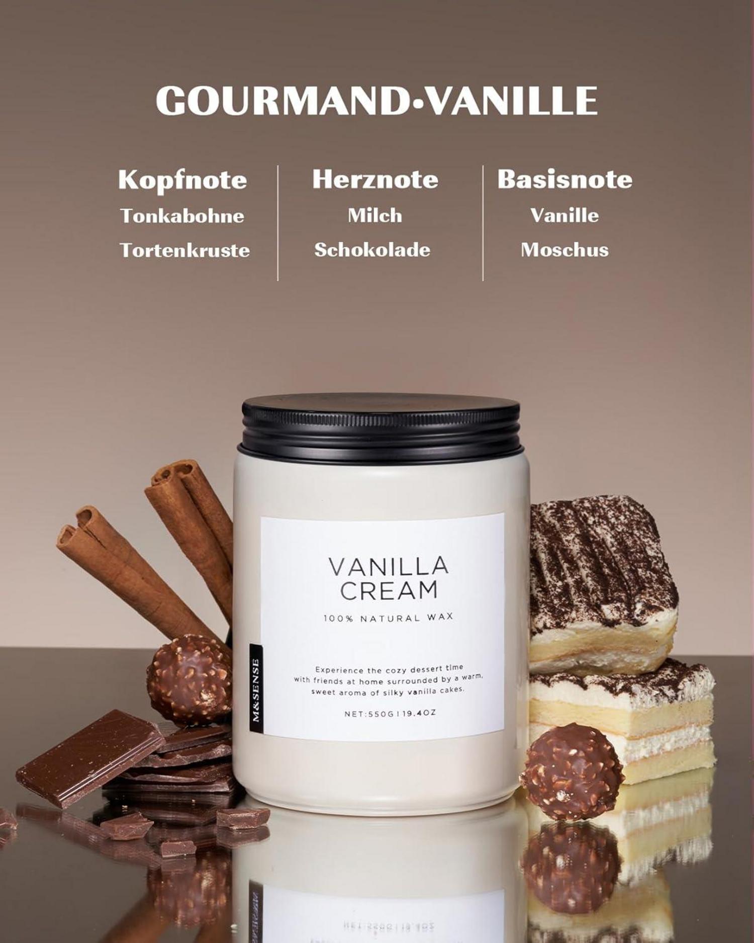 Vanille Soja-Kerze 550g, 2 Wick Jar, Aromatherapie Duftkerze
