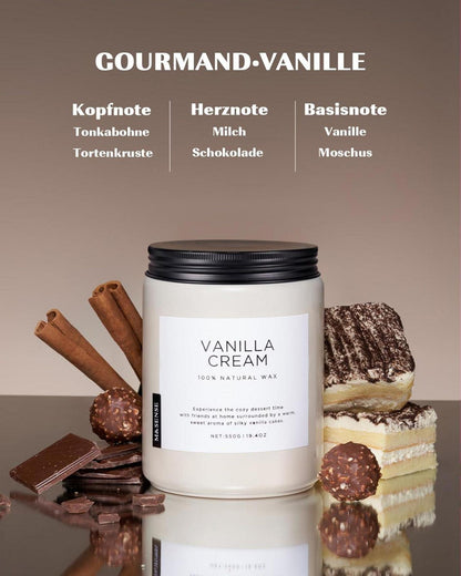 Vanille Soja-Kerze 550g, 2 Wick Jar, Aromatherapie Duftkerze
