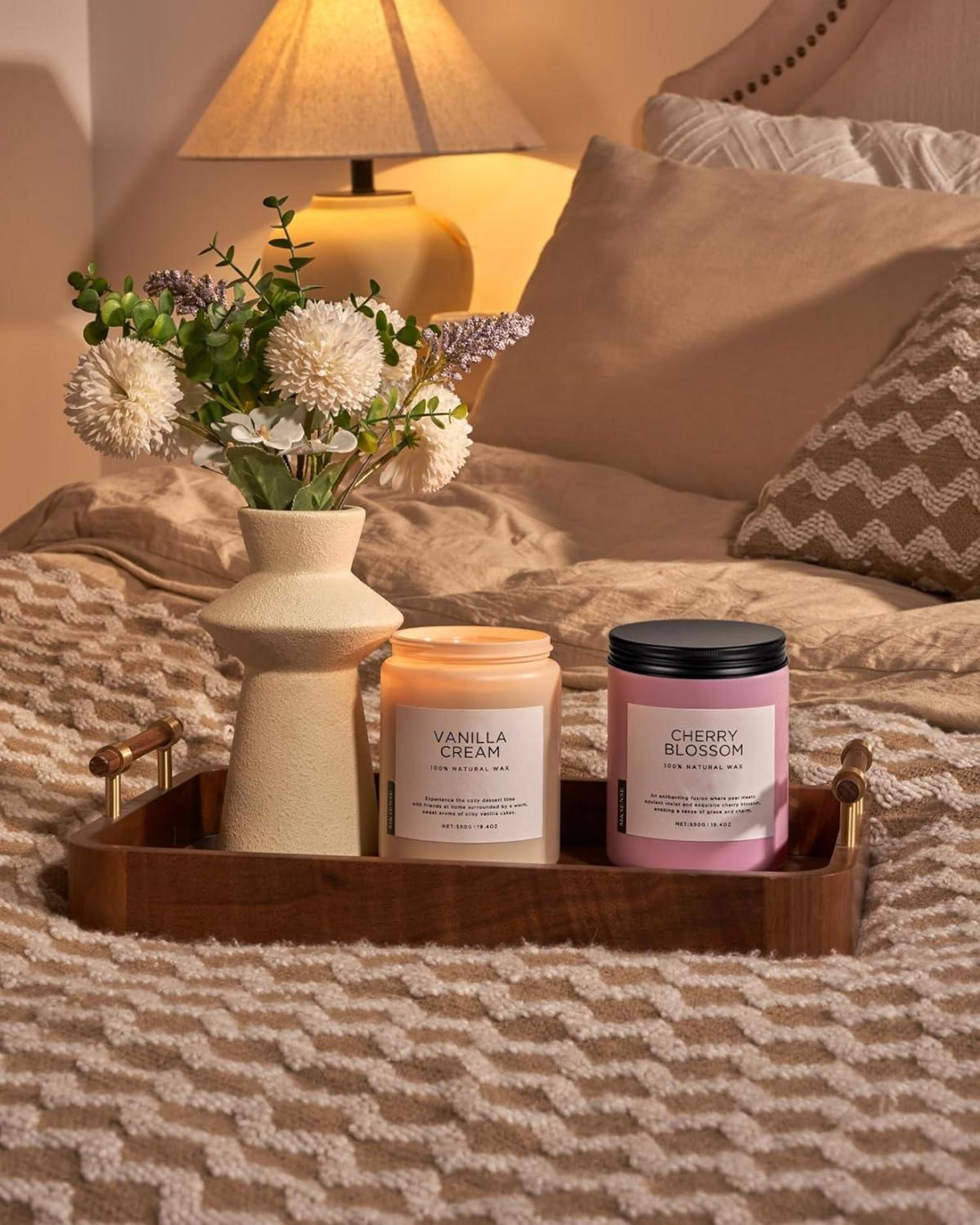 Vanille Soja-Kerze 550g, große Brenndauer, Bio-Wachs, Aromatherapie-Geschenk